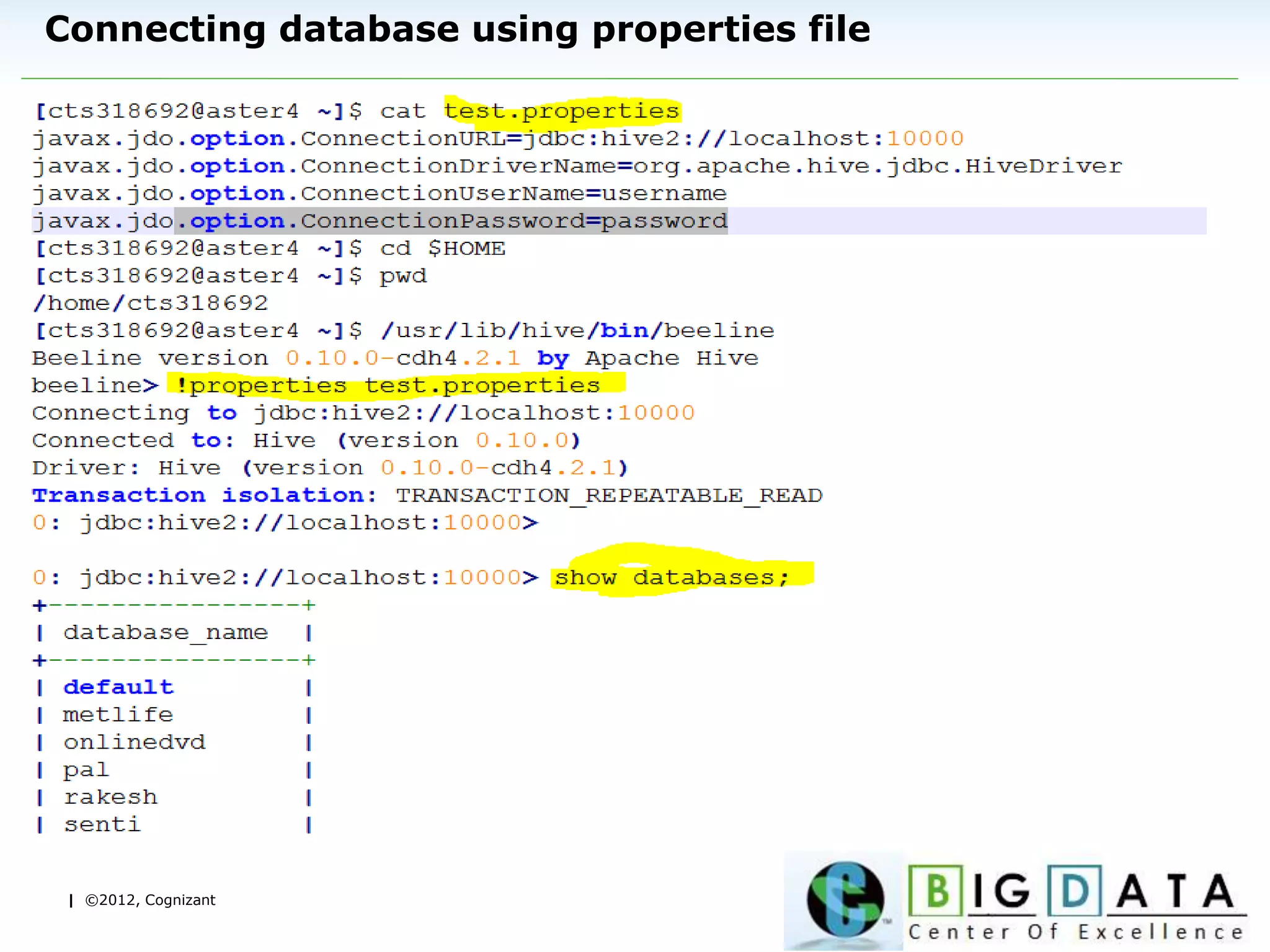 | ©2012, Cognizant
Connecting database using properties file
 