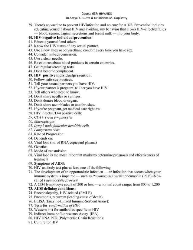 HIV/ AIDS Fact Sheet | DOC | Infectious Diseases | Diseases and Conditions