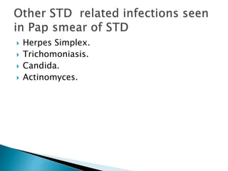  Herpes Simplex.
 Trichomoniasis.
 Candida.
 Actinomyces.
 
