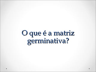 OO qquuee éé aa mmaattrriizz 
ggeerrmmiinnaattiivvaa?? 
 