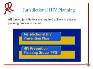 Jurisdictional HIV Planning
All funded jurisdictions are required to have in place a
planning process to include:
 