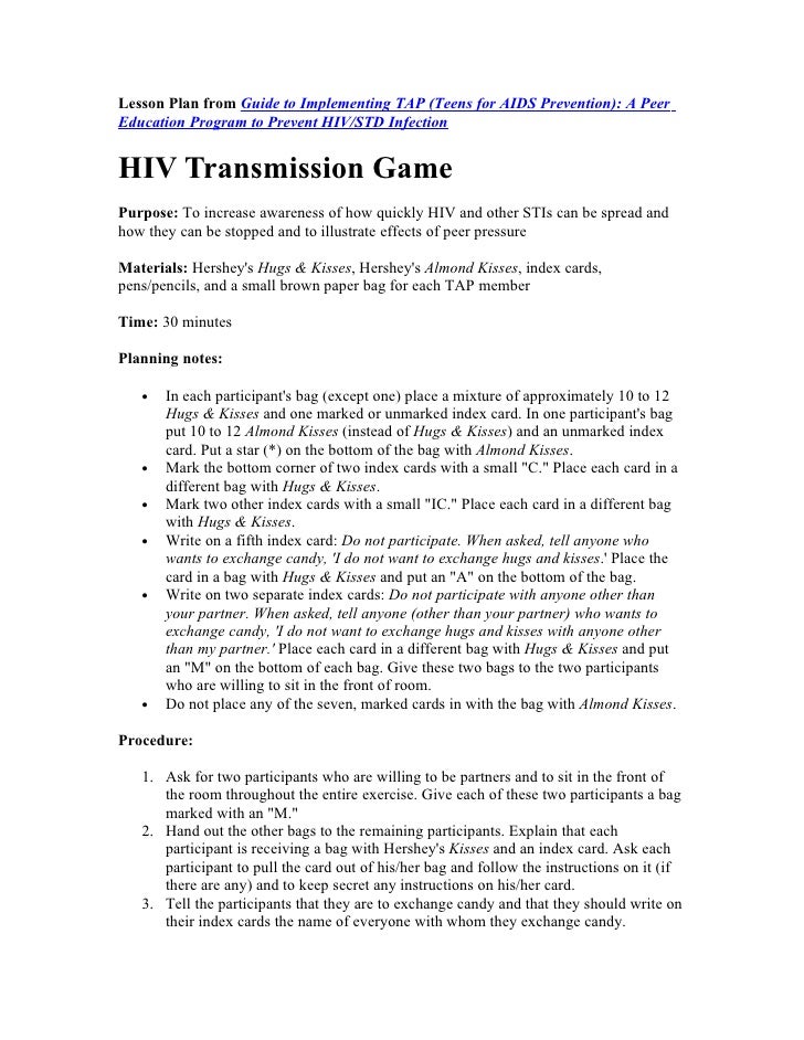 Hiv Transmission Lesson Choc Kisses