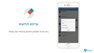 ‫נשלחו‬ ‫שהן‬ ‫אחרי‬ ‫גם‬ ‫הודעות‬ ‫ולמחוק‬ ‫לערוך‬ ‫ניתן‬
!‫ת‬‫הודעו‬ ‫עריכת‬
 