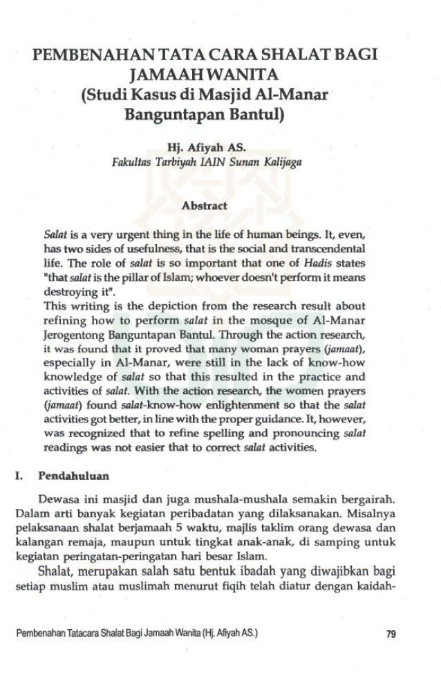 Hj Afiyah As Pembenahan Tata Cara Shalat Bagi Jamaahwanita