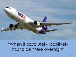 USP Example
“When it absolutely, positively
has to be there overnight”
36
 
