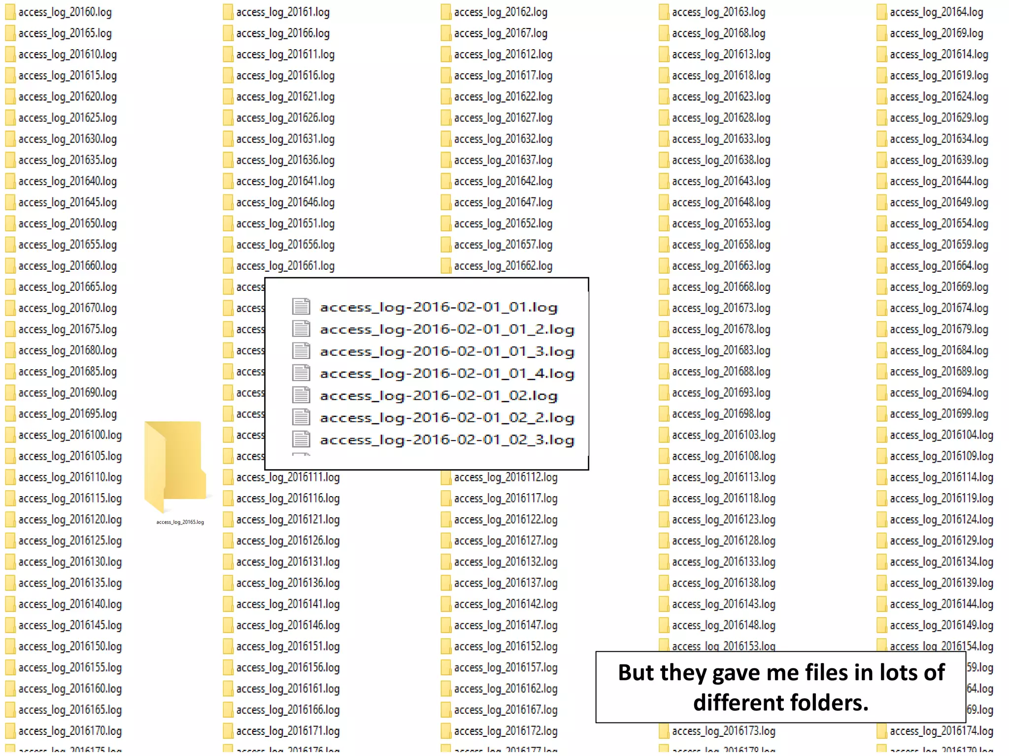 But they gave me files in lots of different folders. 