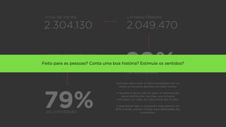 Feito para as pessoas? Conta uma boa história? Estimula os sentidos?
 