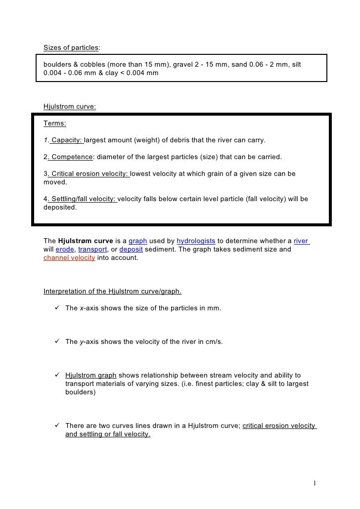 Hjulstrom Curve Notes