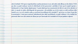 esto el artículo 1756 que es importantísimo muchas personas se van solo sobre esta Norma se les olvida el 1756
que dice no puede reclamar contra la distribución de las ganancias o pérdidas el socio que la aceptó expresa o
tácitamente ni el que hubiese dejado pasar 3 meses desde que tuvo conocimiento de ella sin usar de su derecho es
decir si cuando se están distribuyendo las ganancias o las pérdidas uno de los socios no está conforme debe
hacerlo ver si no se le resuelve nada y y continúa los problemas de la sociedad Y qué sé yo va a tener lo que dice
la prescripción 3 años para accionar judicialmente pero debe manifestarlo no puede reclamar si ha recibido las
ganancias decir con esto señores eh damos por por terminada la la sociedad civil sé que quedaron algunas
 