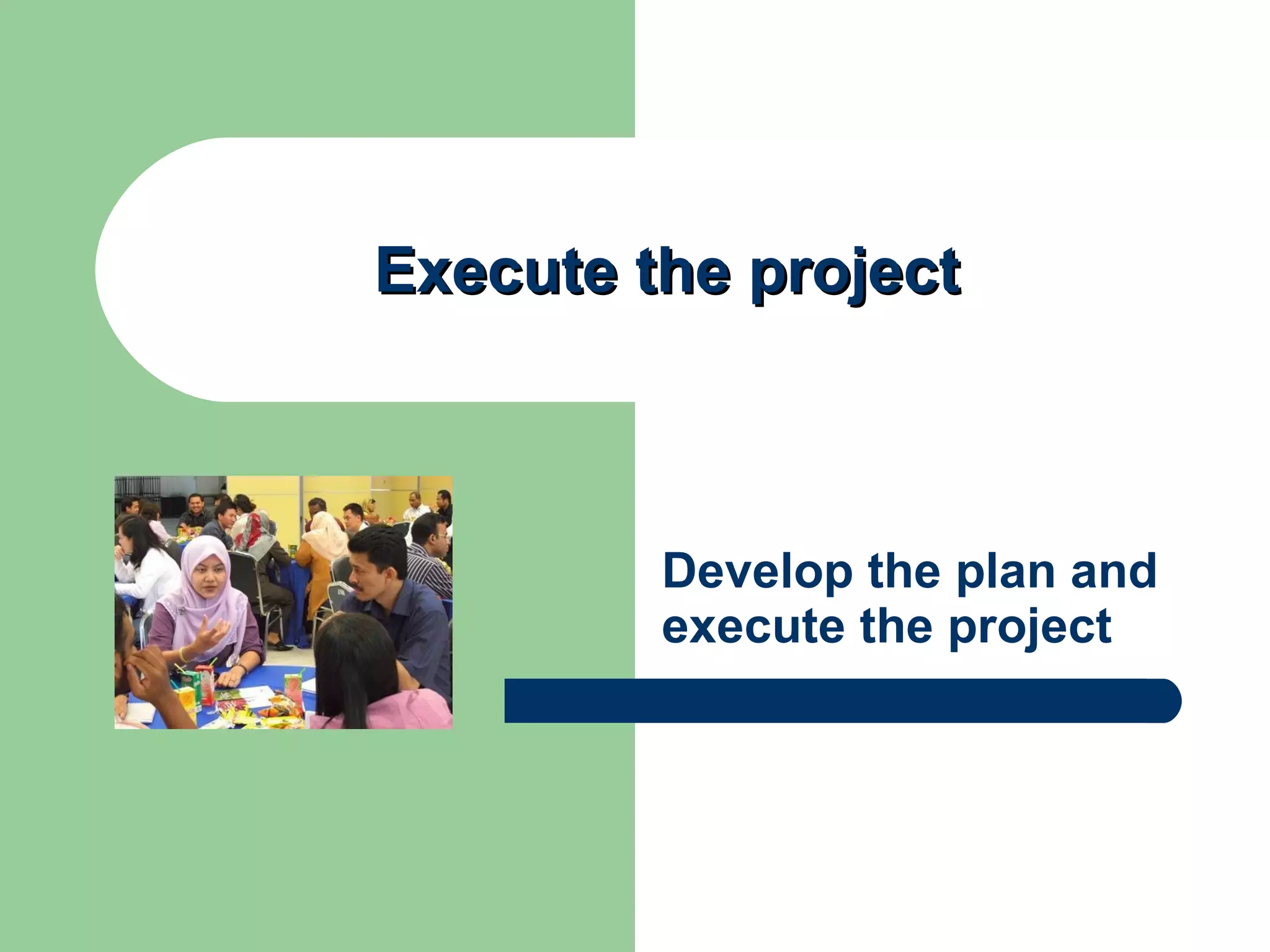 Execute the project Develop the plan and execute the project 