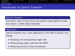 Biological applications of optical tweezers | PDF
