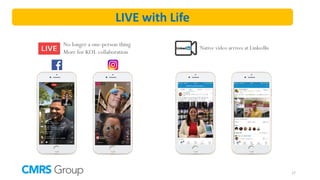 LIVE with Life
17
No longer a one-person thing
More for KOL collaboration
Native video arrives at LinkedIn
 