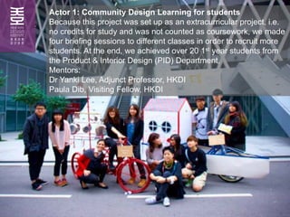 Actor 1: Community Design Learning for students
Because this project was set up as an extracurricular project, i.e.
no cre...