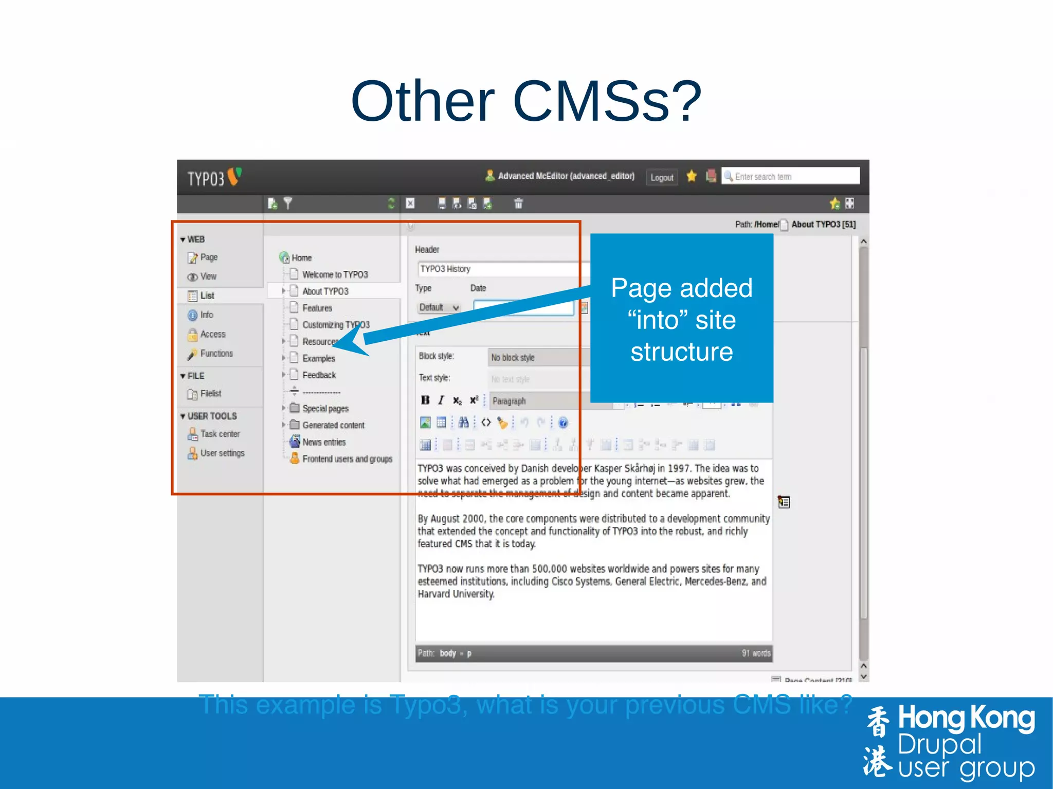 Limited by a mental model
example.com section
section
page
pagepage
page
Home page
About us
Team
Mission
News
Category
Category
News item
News item
Services
Your "mental"
site map
“Pages” in physical “folders”
 