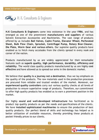 H. K. Consultants & Engineers, Dhuri, Solvent Extraction Accessories