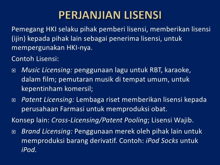 Contoh Surat Perjanjian Lisensi Merek - Hki Dan Hukum Perjanjian contoh surat perjanjian lisensi merek hki dan hukum perjanjian