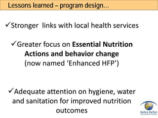 Enhanced Homestead Food Production (E-HFP) to improve household food security and nutrition