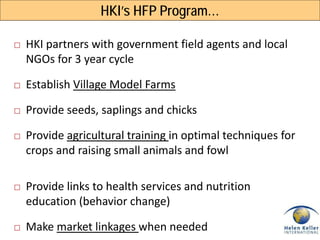 Enhanced Homestead Food Production (E-HFP) to improve household food security and nutrition