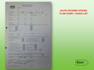 Back
ACUTE ISCHEMIC STROKE
FLOW CHART / CHECK LIST
 