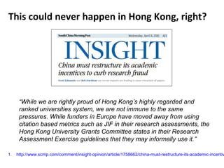 1. http://www.scmp.com/comment/insight-opinion/article/1758662/china-must-restructure-its-academic-incentiv
This could nev...