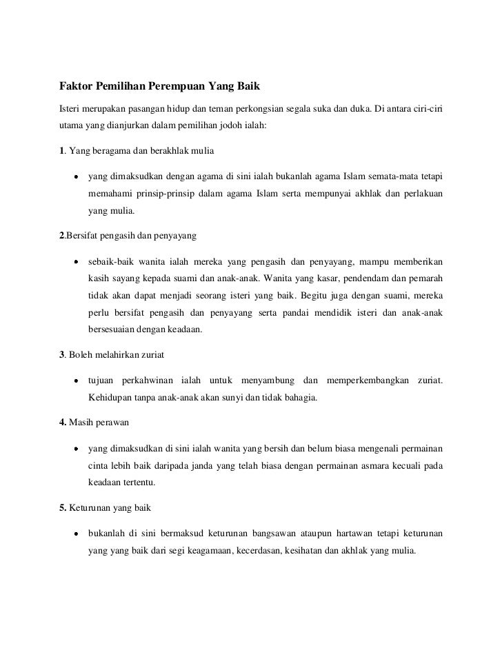 Faktor Pemilihan Jodoh