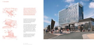 HKR : HOTELS & RESORTS                                                     HKR : HOTELS & RESORTS

                                                                                                    02




                              “We are committed to building a high
                              quality hotel on this key site in Ocean
                              Village… borne out by the quality of our
                              first project …Ocean Car Park, which is
                              shortlisted for a RIBA Design Award. The
                              hotel will become equally iconic to the
                              cityscape in the next couple of years.”
                              Alan Chater, Marina Developments Ltd




                              As night falls the hotel will become more
                              dramatic, with the triple storey reception
                              space lighting up and transforming into
                              theatre with strong visibility from the
                              landscaped public piazza.

                              Guest accommodation will be a mixture of
                              luxury suites, family guestrooms and club
                              guestrooms. Other facilities at the hotel
                              will include banqueting and conferencing
                              for up to 800, restaurant and café bar
                              – both with external terraces – together
                              with a dedicated spa floor, as well as an
                              executive and marina berth holders club
                              lounge.

                              The building will include energy saving
                              technology including a cutting edge
                              sea-water cooling system instead of
                              traditional air conditioning.


                         01




                              01 Design studies
                              02 Hotel entrance and promenade
 