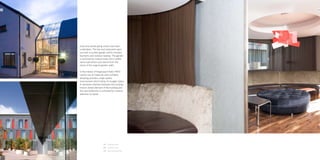 HKR : HOTELS & RESORTS                                                 HKR : HOTELS & RESORTS

01                                                                                                   03




                              Extensive landscaping works have been
                              undertaken. The bar and restaurant open
                              out onto a sunken garden which includes
                              fountains and outdoor seating. The garden
                              is enclosed by mature trees and a rubble
                              stone wall which was rebuilt from the
                              stone of the original garden walls.

                              In the interior of Kingswood Hotel, HKR’s
                              careful use of materials and confident
                              detailing provides a high quality
                              environment which belies its budget status.
                              A seamless interface between the existing
                              historic listed element of the building and
                              the new bedrooms is achieved by creative
                              attention to detail.




                                                    01 Exterior view
                                                    02 Exterior view
02                                                  03 Bar seating detail
 