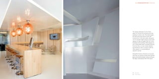 HKR : INTERIOR ARCHITECTURE – WORKPLACE




01   02   The design philosophy for this fitout
          takes its cue from the architecture of the
          building in which it sits. The sharp angles
          and deconstructed nature of the wall
          construction in the main public area grow
          out of a double height entrance space that
          appears to take an angled ‘bite’ out of the
          footplate of the building. What appears to
          be a complicated series of planes that flow
          from this ‘bite’ is in fact simply detailed
          and finished so that it connects with the
          office spaces in a comfortable yet
          dynamic manner.

          Monolithic finishes in the form of a poured
          resin floor, an expanse of black back-painted
          glass and polished plaster surfaces enhance
          the edgy contemporary feel of the space.




          01	 Staff room
          02	 Corridor detail
 