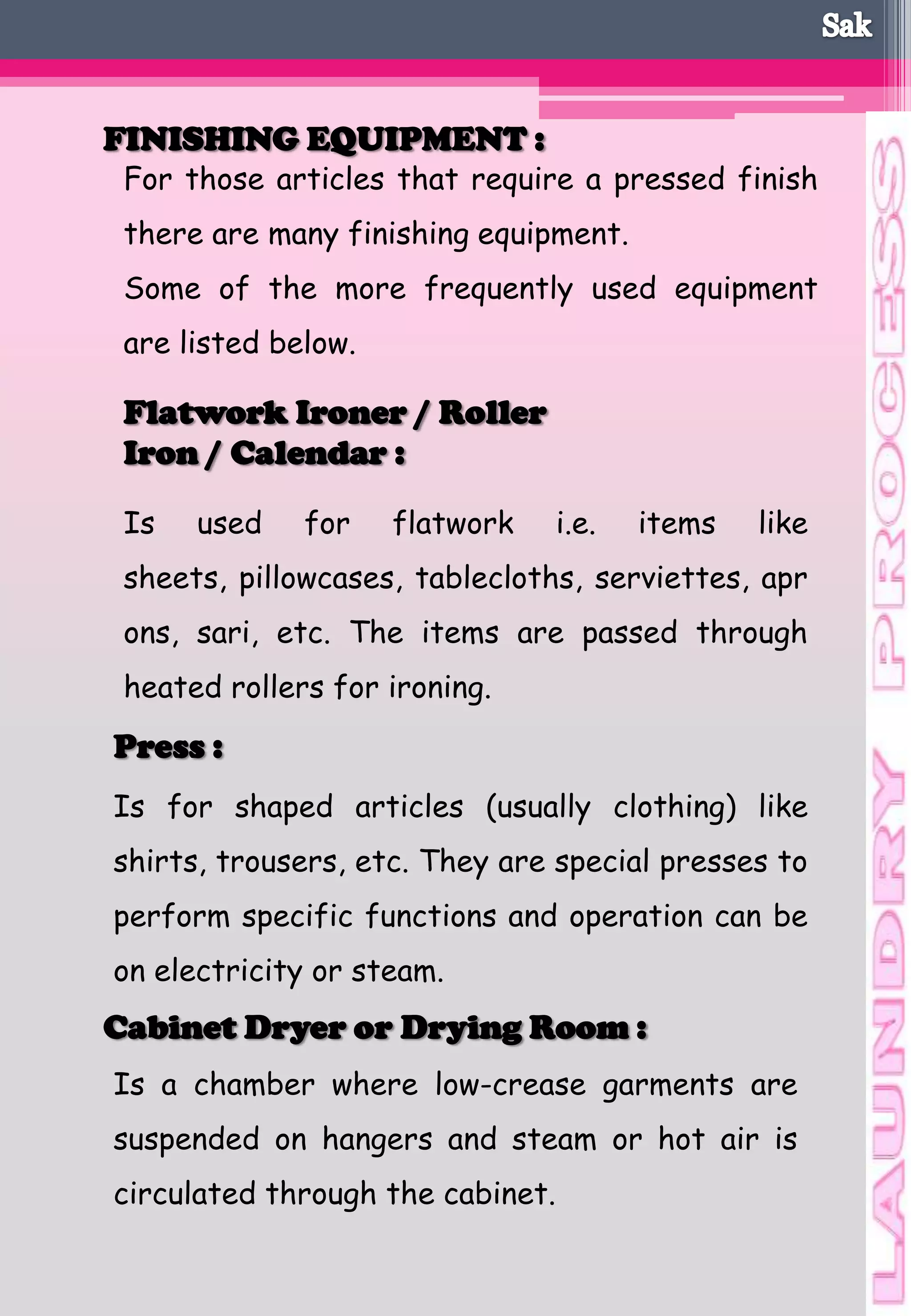 Washer Staking Process Example House keeping laundry process sak | PPTX