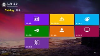 JIANGHAN UNIVERSITY
Simple, Efficient and Energy Conservation
简单，高效，节能
户口在线审批，让办公更轻松/更高效
Catalog 目录
01
系统功能概述
用户体验
重点难点
运行效果
选题背景
解决思路
总结-致谢
 