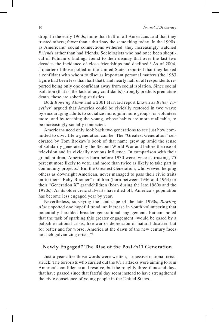Writing High School Essays Hksrobertputnamstillbowlingalonejpgcb Essays On Science also Essay About Healthy Eating Hks Robert Putnam Still Bowling Alone Essay For High School Application