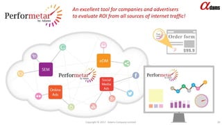 Copyright © 2017. Adams Company Limited. 20
An excellent tool for companies and advertisers
to evaluate ROI from all sources of internet traffic!
 