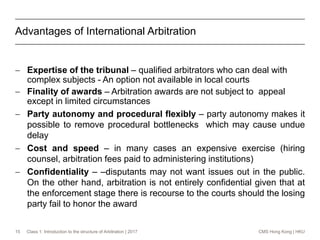 Structure Arbitration Hku international arbitration class 1 | PPTX