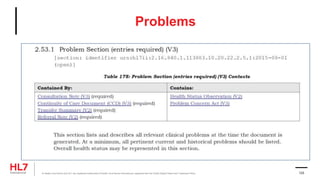 Problems
® Health Level Seven and HL7 are registered trademarks of Health Level Seven International, registered with the United States Patent and Trademark Office. 123
 