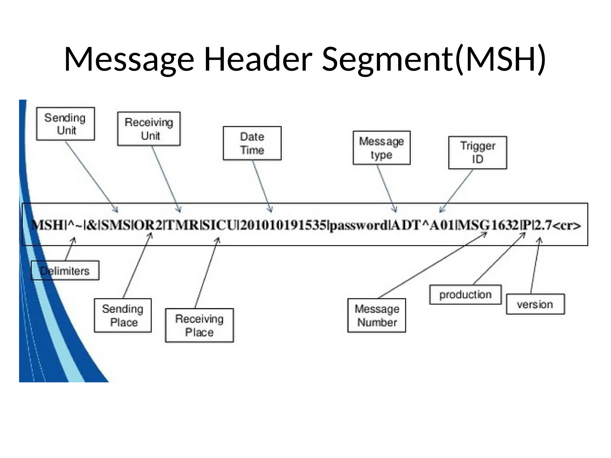 Message Header Segment(MSH)
 