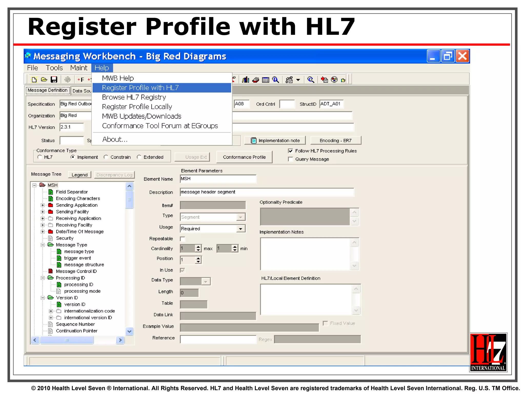 Register Profile with HL7 