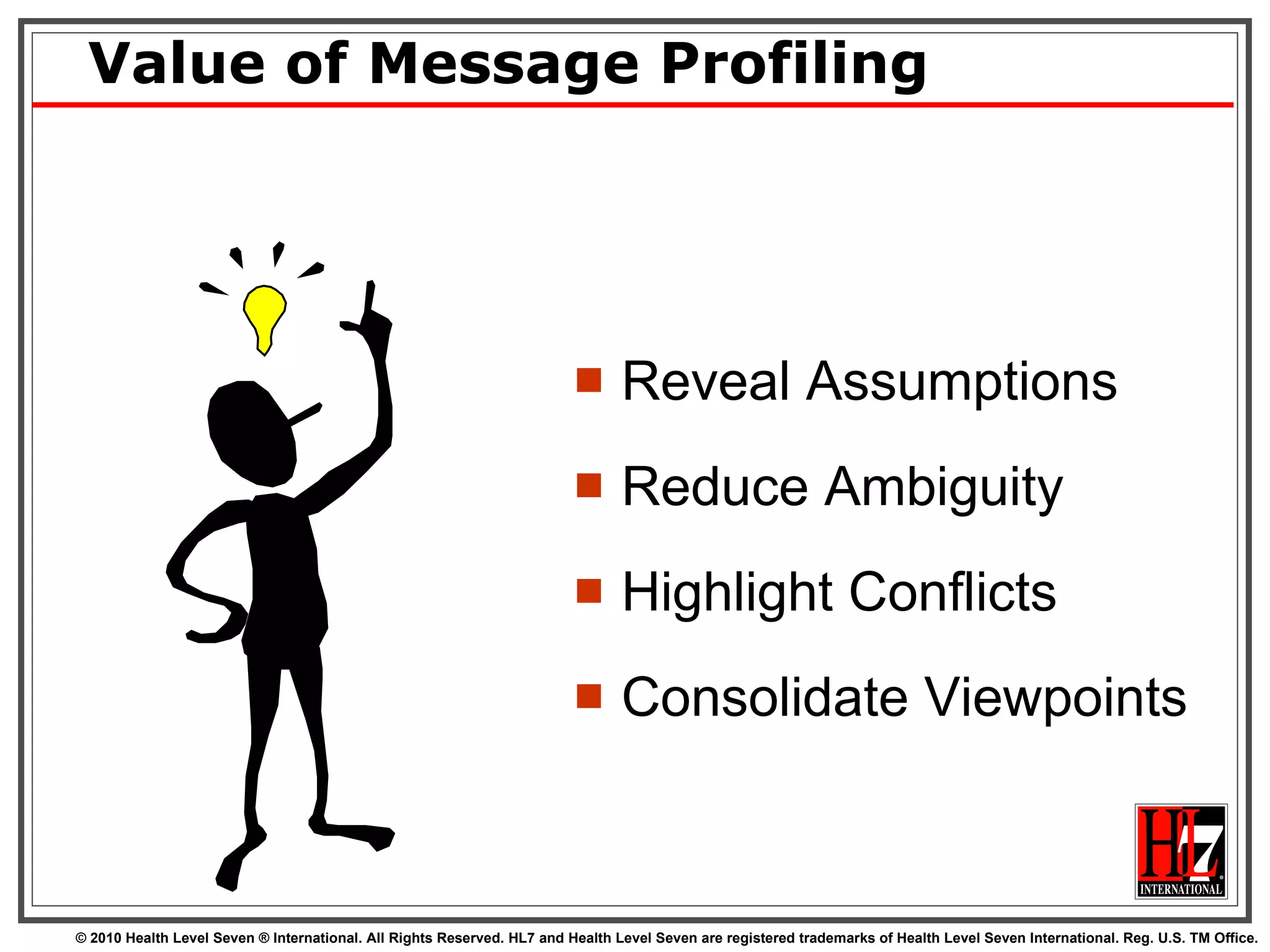Value of Message Profiling Reveal Assumptions Reduce Ambiguity Highlight Conflicts Consolidate Viewpoints 