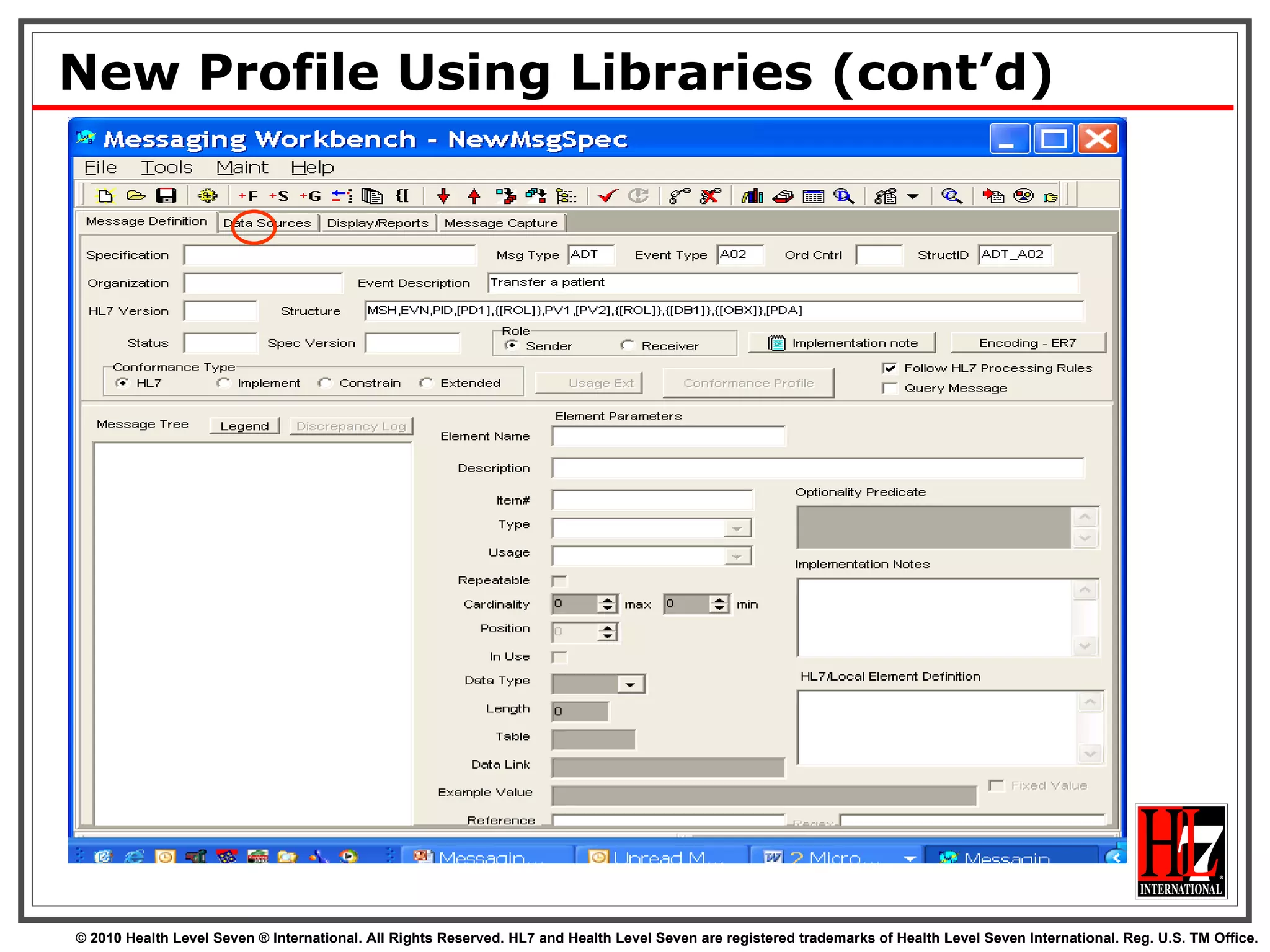 New Profile Using Libraries (cont’d) 