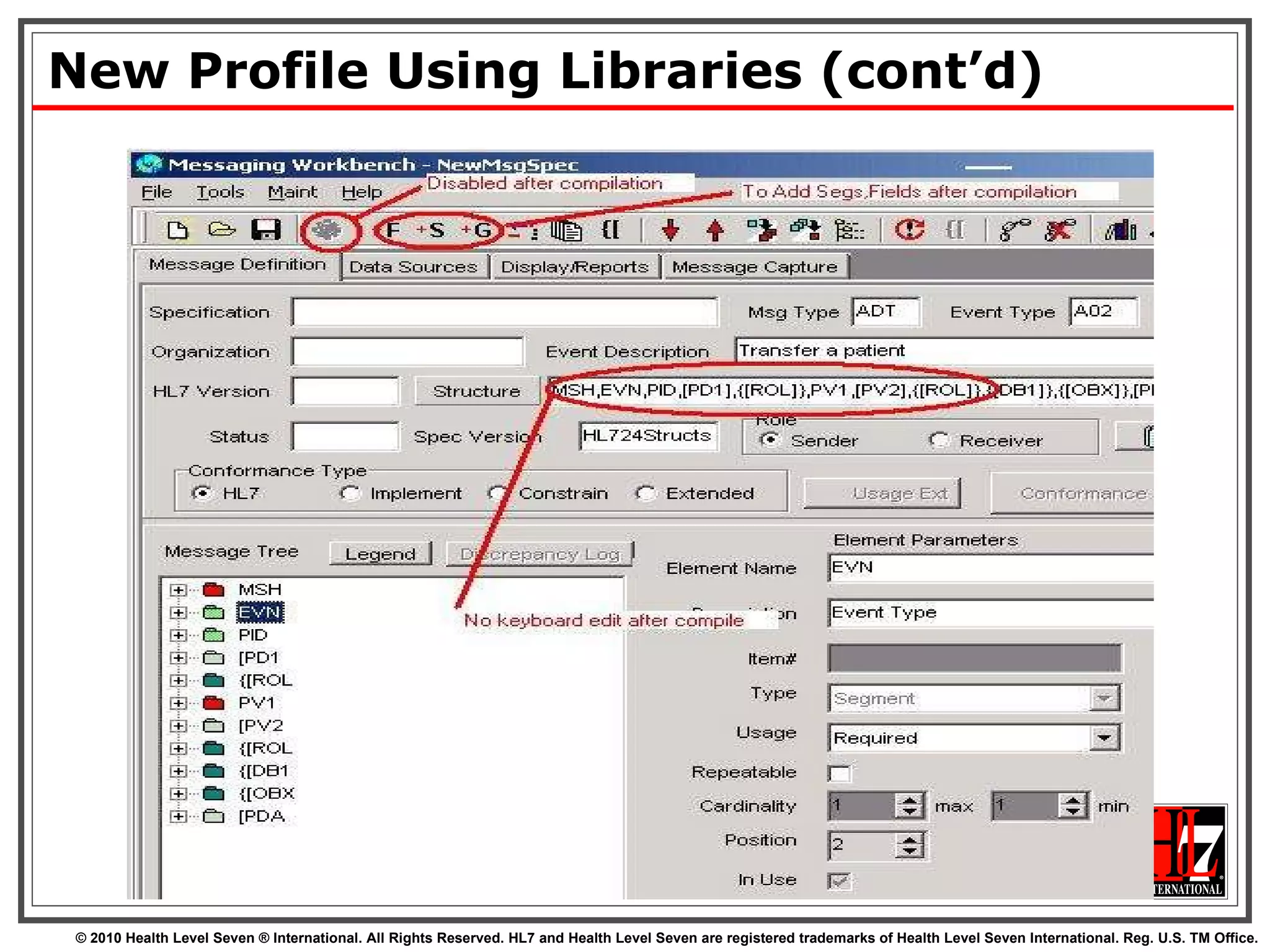 New Profile Using Libraries (cont’d) 