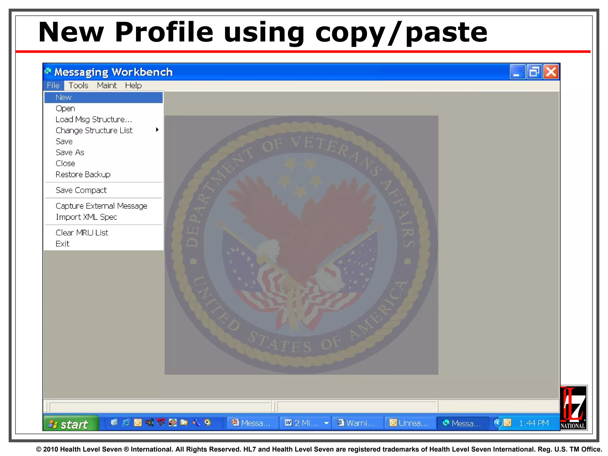 New Profile using copy/paste 