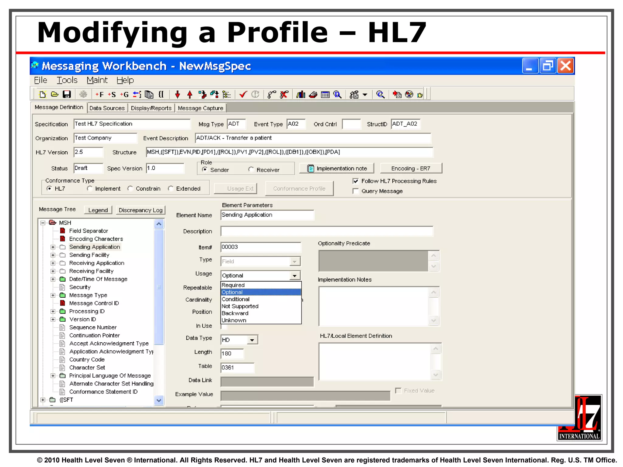 Modifying a Profile – HL7 
