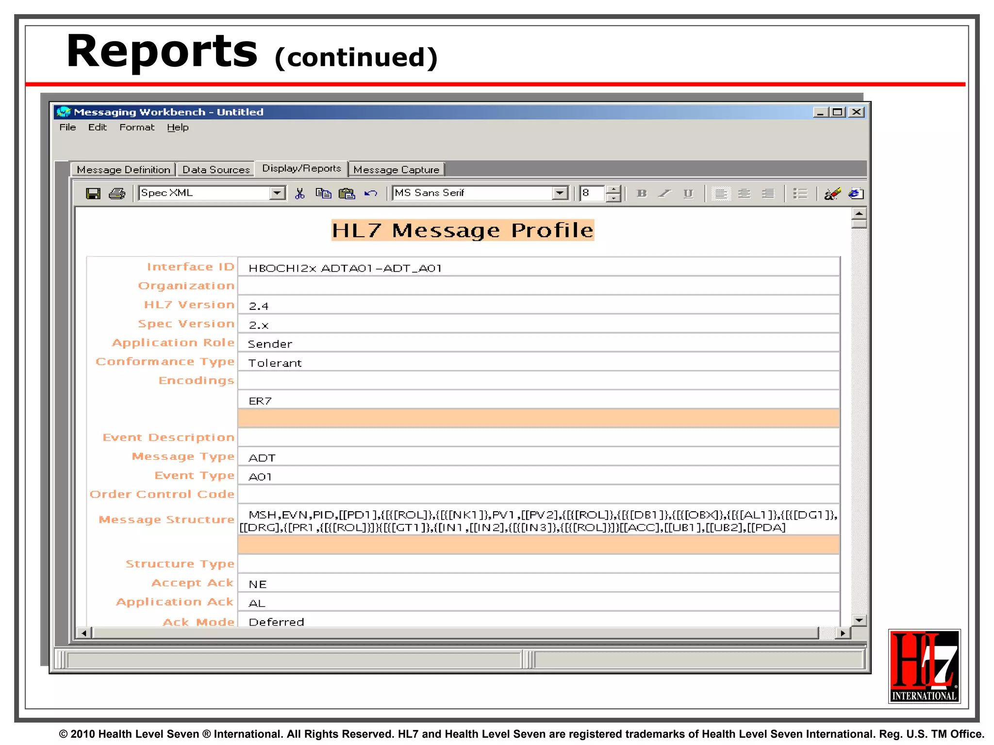 Reports  (continued) 
