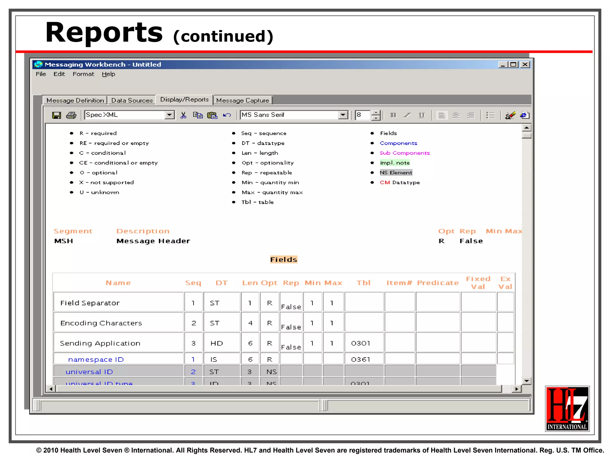 Reports  (continued) 