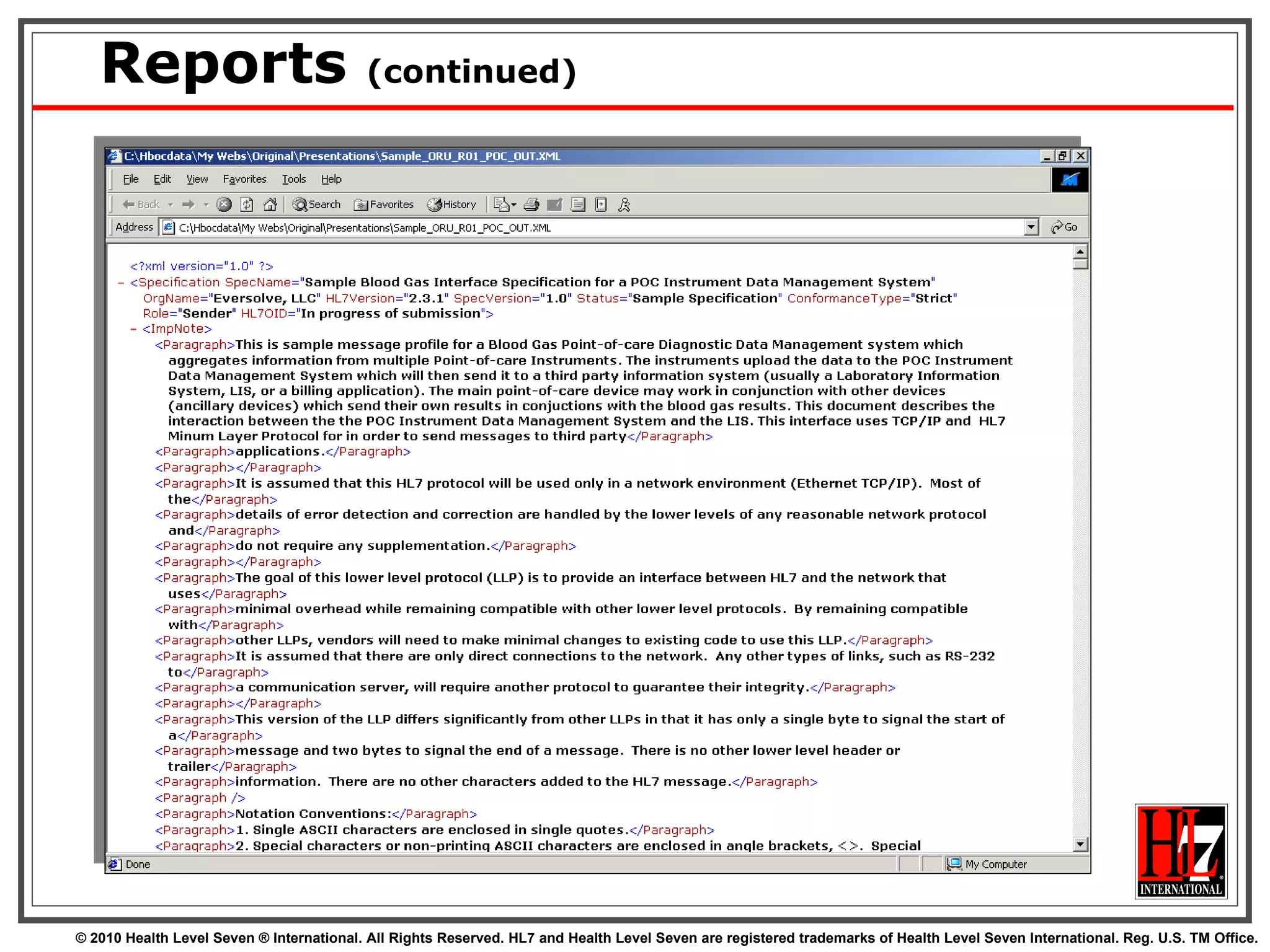 Reports  (continued) 