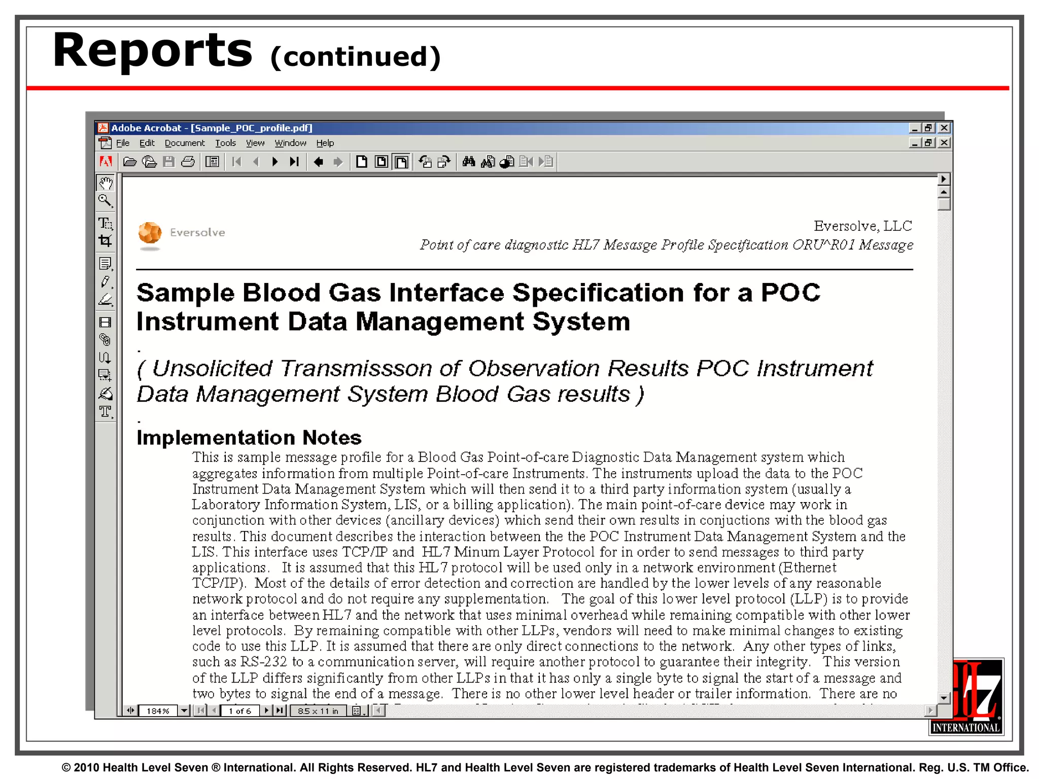 Reports  (continued) 