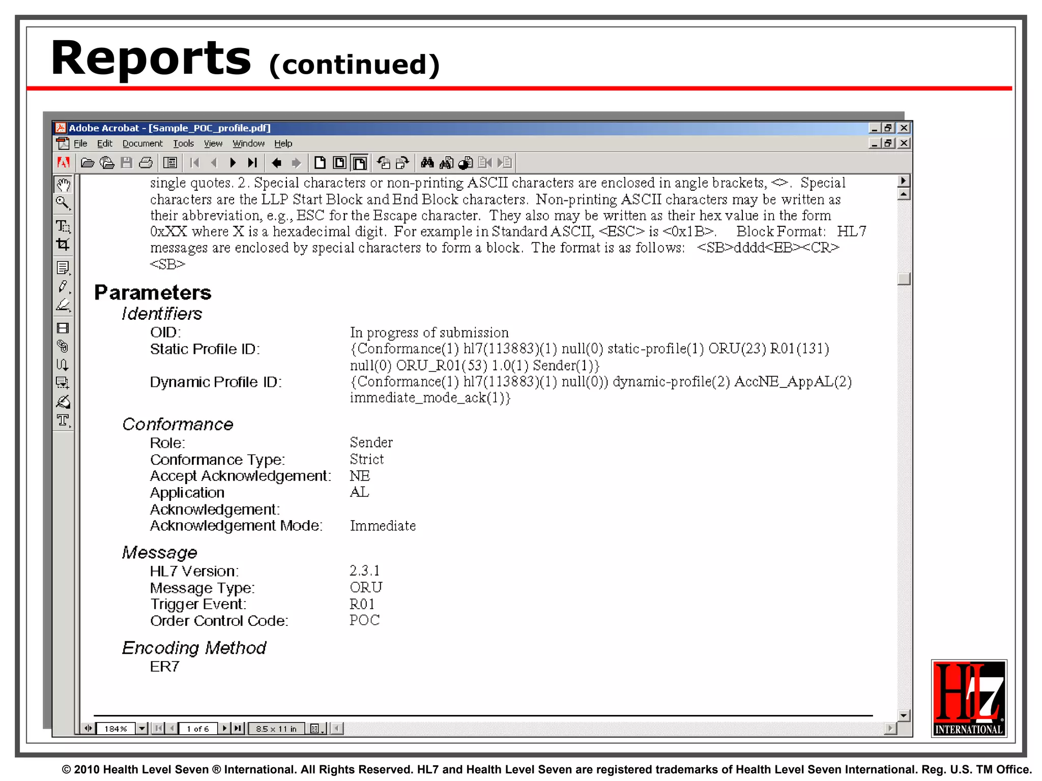 Reports  (continued) 