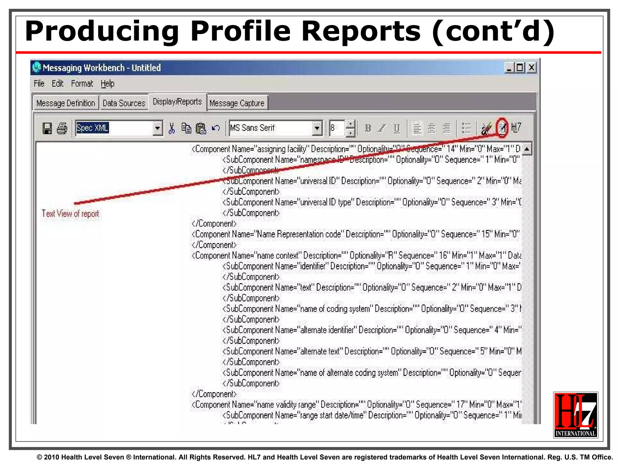Producing Profile Reports (cont’d) 