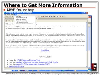 Where to Get More Information MWB On-line help 