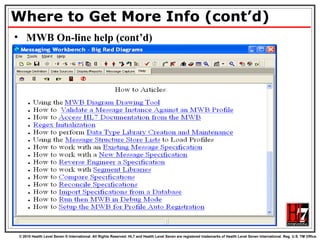 Where to Get More Info (cont’d) MWB On-line help (cont’d) 