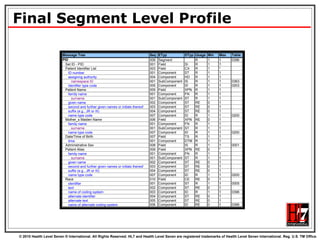 Final Segment Level Profile 